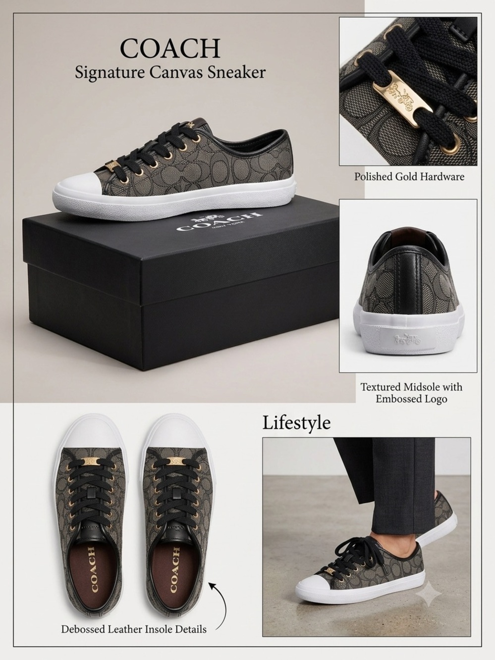 Coach low sneakers in Black/Smoke/Black